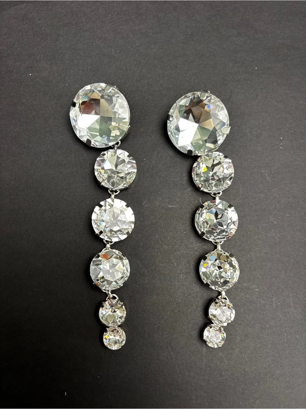 AREA Crystal Drop Dangle Earrings - Clear